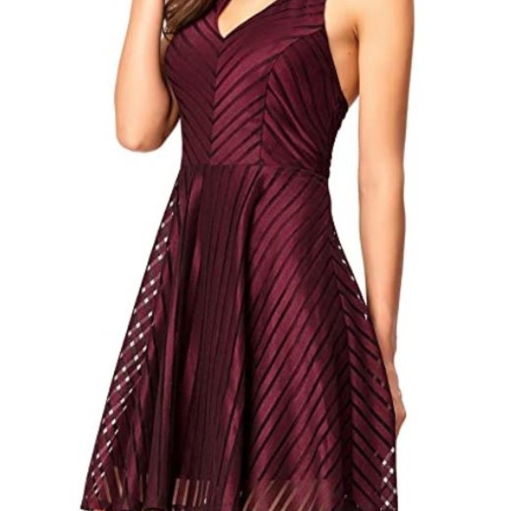 NEW burgundy dress, V pattern and fun style
